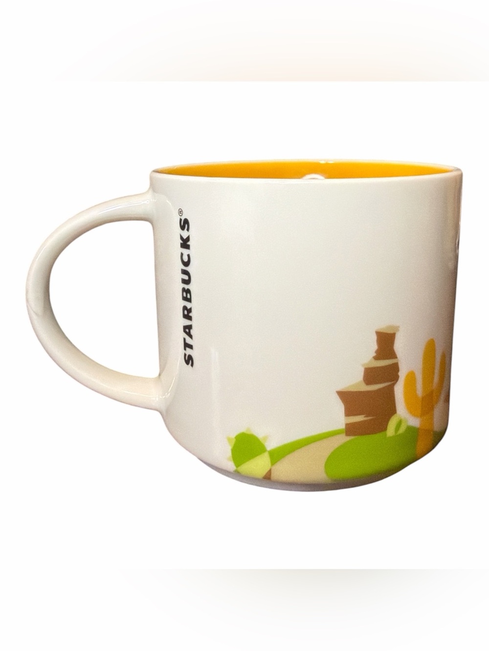 Starbucks White Ceramic Texas Mug with Green & Orange Accents-2015 - Picture 3 of 7